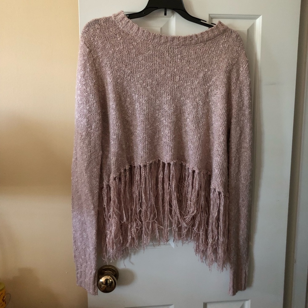 Mauve Fringe Sweater